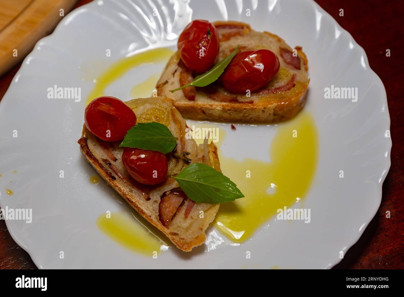 Traditional rustic pepperoni sausage bread Stock Photo Alamy