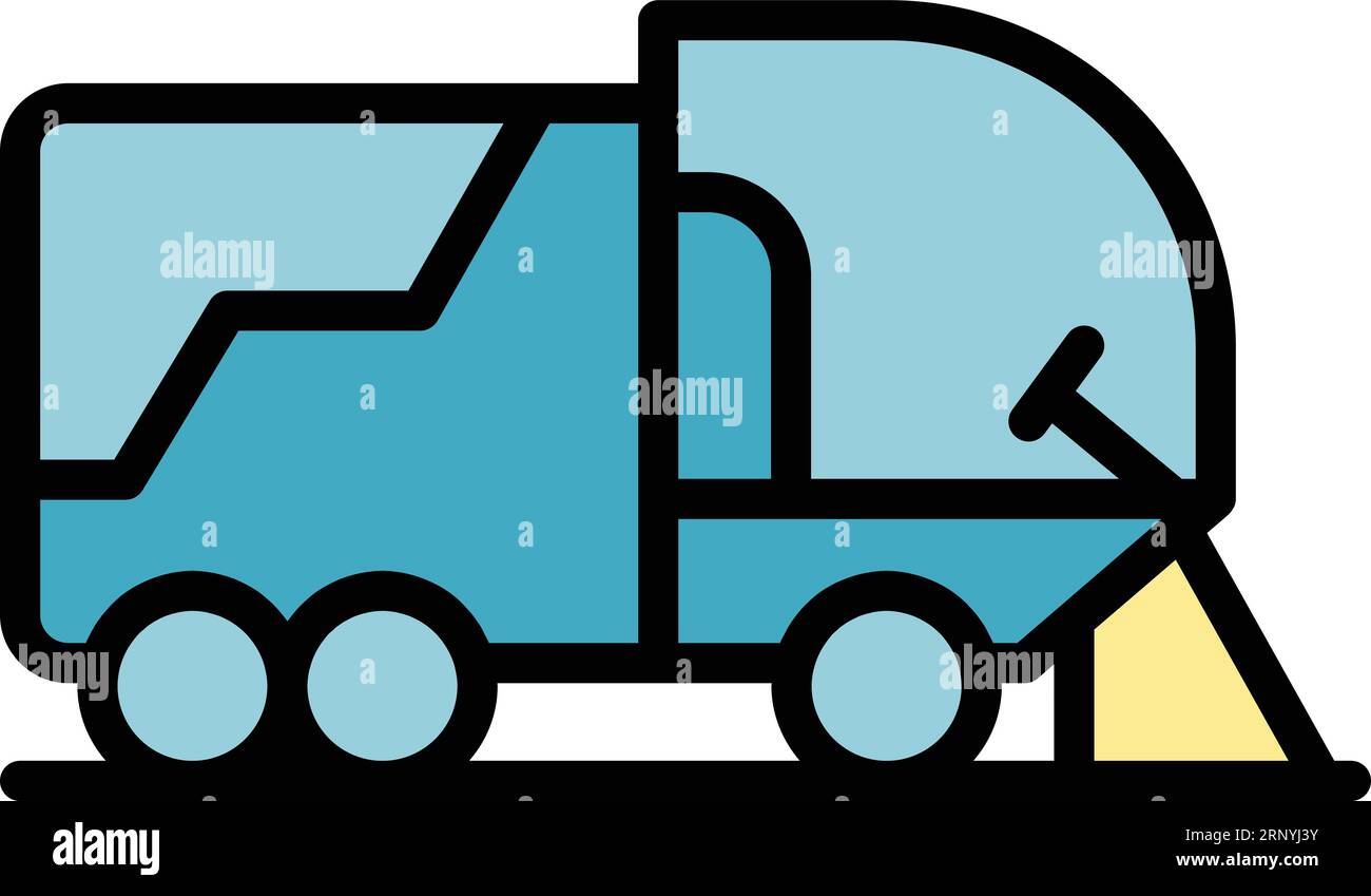 Asphalt sweeper icon outline vector. Street truck. Garbage machine ...