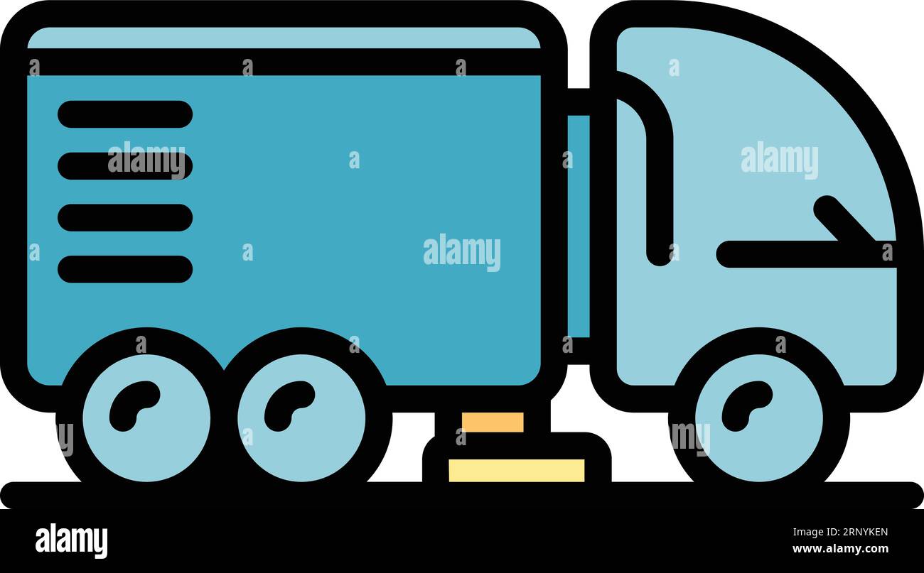 Road sweeper icon outline vector. Street truck. Cleaner machine color ...