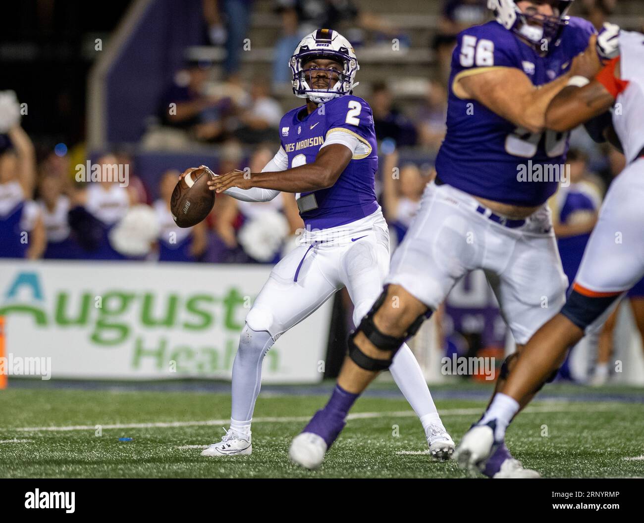James Madison quarterback Jordan McCloud (2) looks for an open receiver