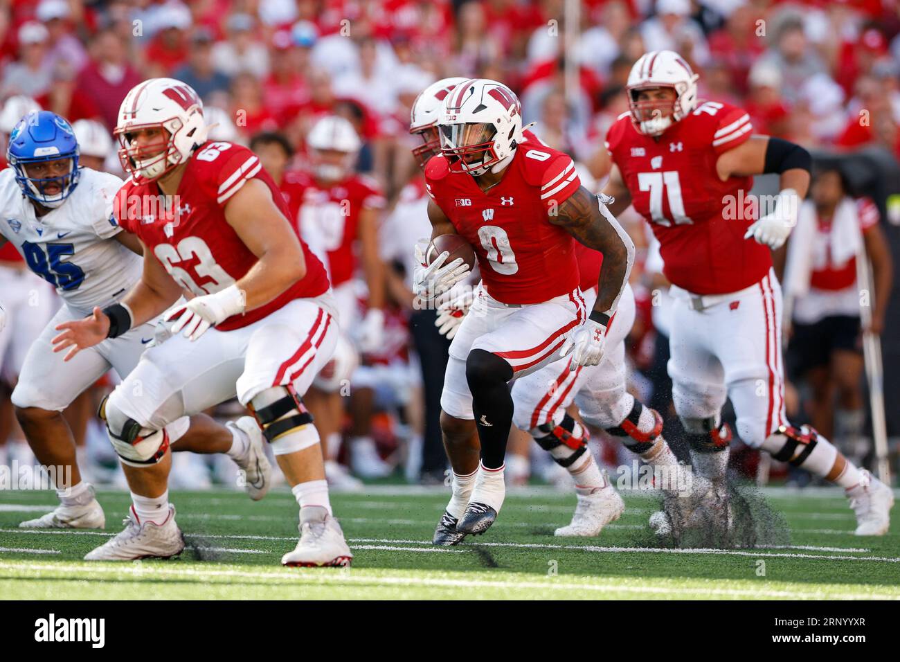 Madison, WI, USA. 2nd Sep, 2023. Wisconsin Badgers running back Braelon