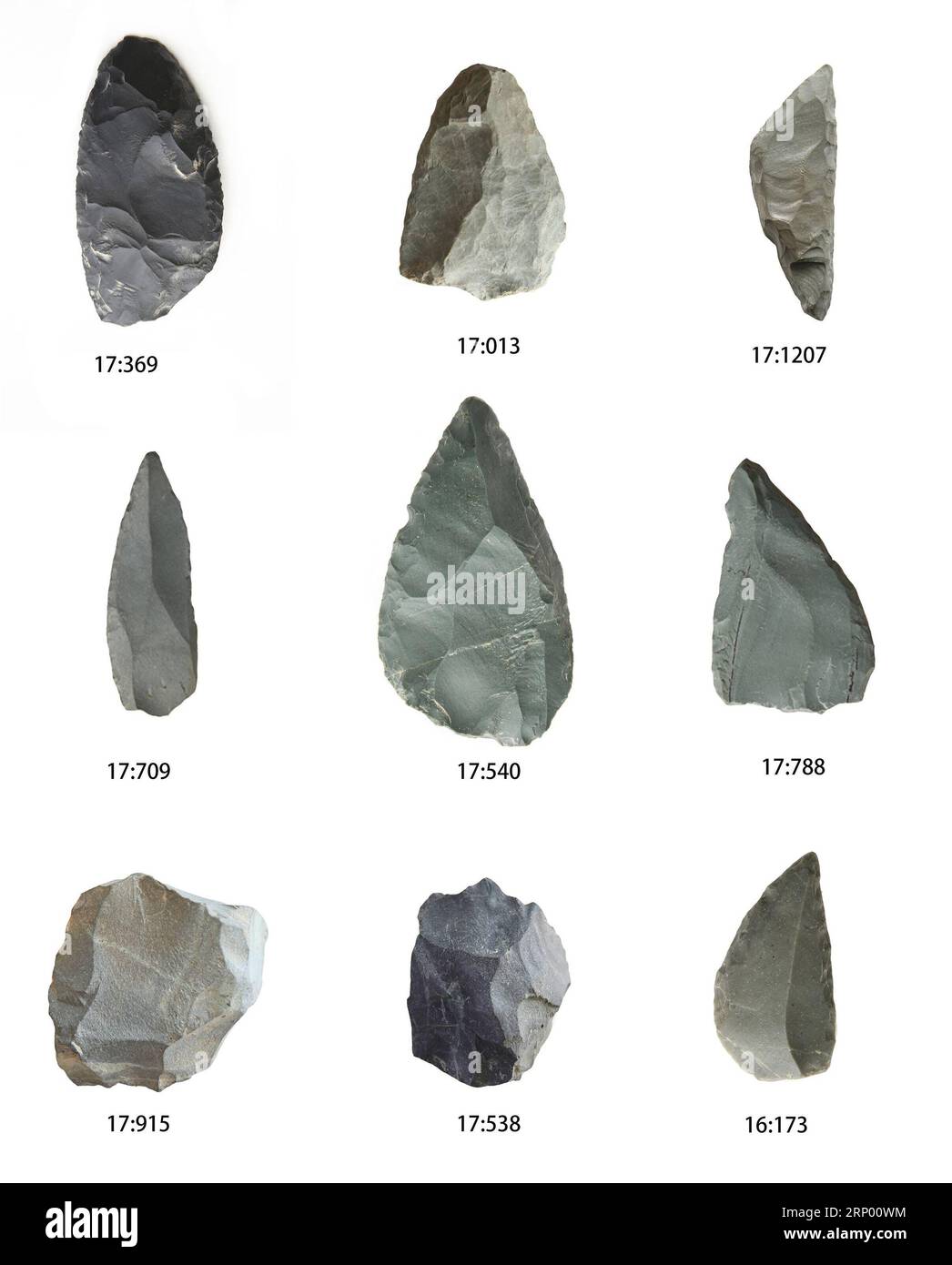 (180411) -- BEIJING, April 11, 2018 () -- File photo shows a stone tool assemblage unearthed from Tongtiandong cave site in northwest China s Xinjiang Uygur Autonomous Region. It is the first Paleolithic cave site found in Xinjiang. Chinese archaeologists have selected the top 10 archaeological discoveries in China in 2017, which were published by the China Archaeological Society and a newspaper sponsored by the State Administration of Cultural Heritage on Tuesday. ()(mcg) CHINA-TOP 10 ARCHAEOLOGICAL FINDS-2017 (CN) XINHUA PUBLICATIONxNOTxINxCHN Stock Photo