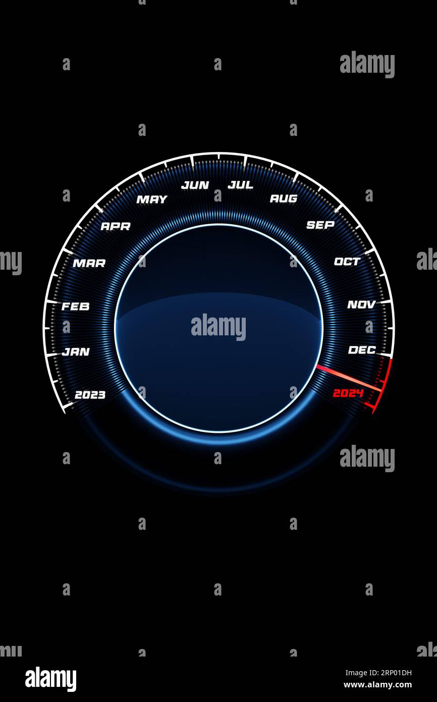 3D illustration of a detailed speedometer closeup showing the end of