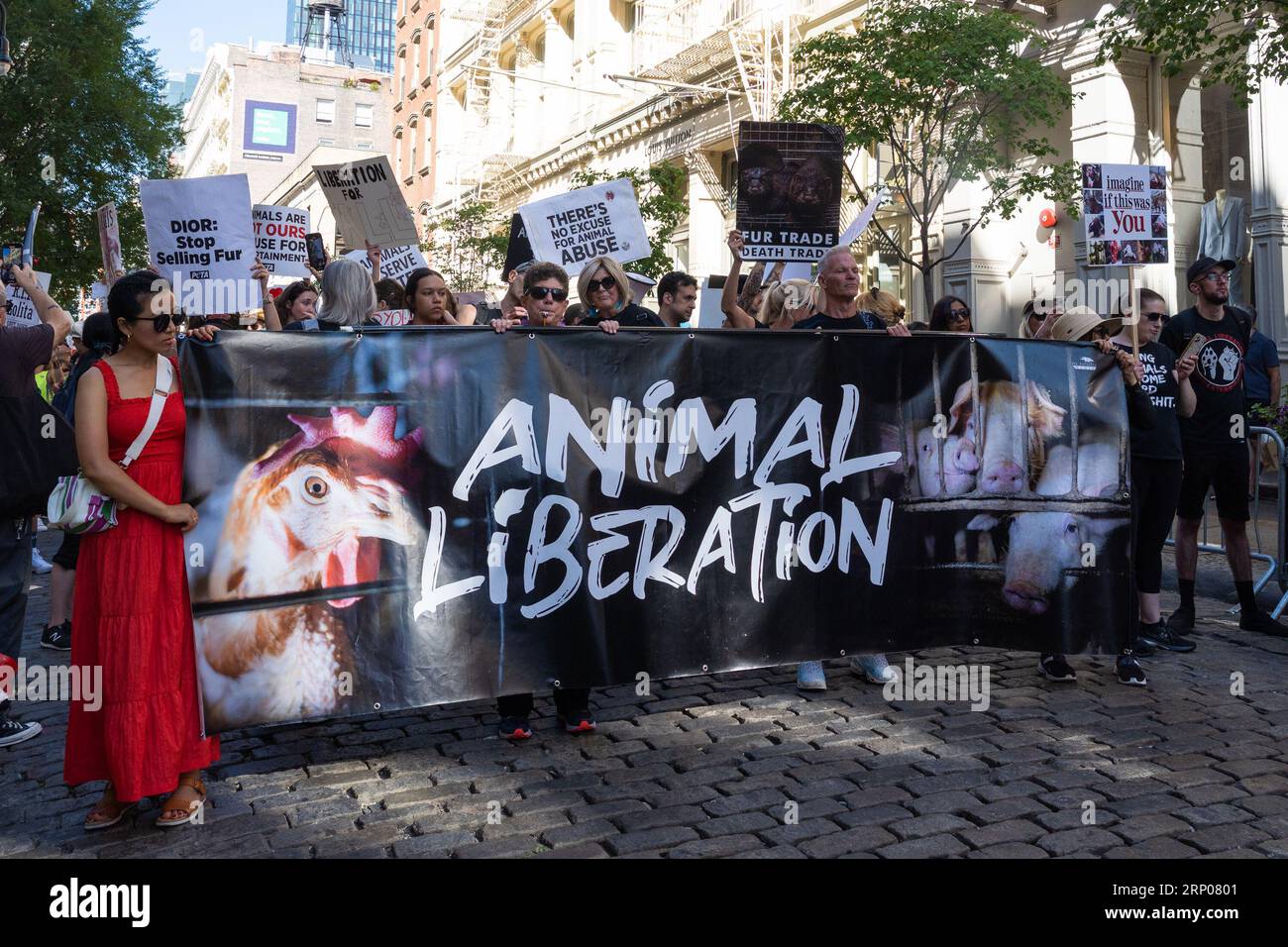 New York, USA. 21st July, 2023. Animal rights activists march in the ...