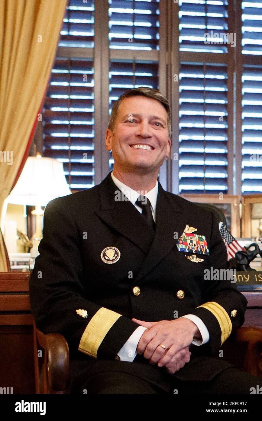 180426 -- WASHINGTON, April 26, 2018 -- Veterans Affairs Secretary nominee Ronny Jackson is seen on Capitol Hill in Washington D.C., the United States, on April 16, 2018. White House physician Ronny Jackson announced on April 26 that he had withdrawn from President Donald Trump s nomination to be the next Veterans Affairs Secretary, in the wake of a series of allegations that he had fostered a hostile work environment and behaved improperly while serving as the top doctor in the White House.  U.S.-WASHINGTON D.C.-VETERANS AFFAIRS SECRETARY-NOMINEE-WITHDRAWAL TingxShen PUBLICATIONxNOTxINxCHN Stock Photo