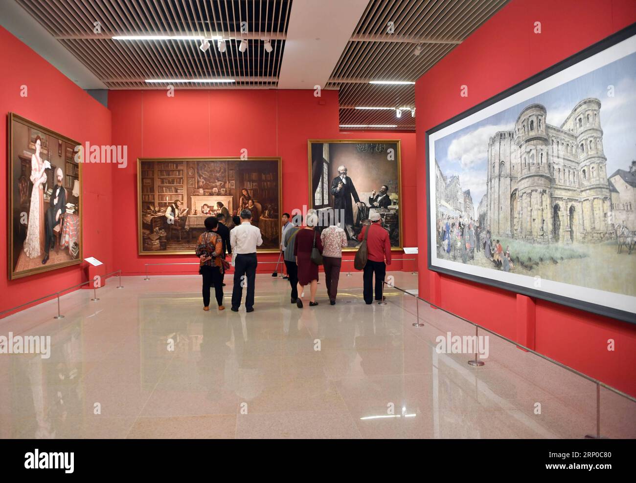 (180505) -- BEIJING, May 5, 2018 -- People look at Marxism-themed contemporary art pieces displayed at The Power of Truth , an exhibition marking the 200th anniversary of Karl Marx s birth, at the National Museum of China in Beijing, capital of China, May 5, 2018. The exhibition was opened here on Saturday. It features Marx s life, sinicized Marxism and Marxism-themed contemporary art. ) (lmm) CHINA-BEIJING-KARL MARX-ANNIVERSARY-EXHIBITION (CN) JinxLiangkuai PUBLICATIONxNOTxINxCHN Stock Photo