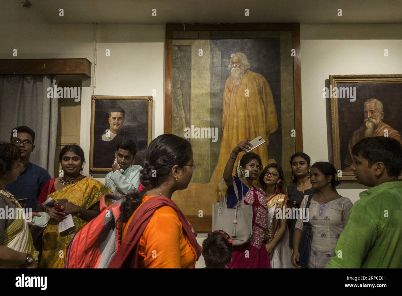(180509) -- KOLKATA, May 9, 2018 -- Indian people visit the museum at Nobel laureate poet Rabindranath Tagore s house during the celebration of his 157th birth anniversary in Kolkata, India on May 9, 2018. Tagore was the first Asian to win Nobel Prize for his collection of poems Geetanjali in 1913. ) (zjl) INDIA-KOLKATA-TAGORE-BIRTH ANNIVERSARY TumpaxMondal PUBLICATIONxNOTxINxCHN Stock Photo