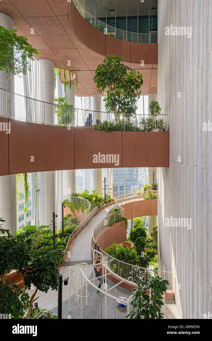The Green Oasis high rise garden occupying floors 17 to 20 in the eco-friendly green building, CapitaSpring, 88 Market Street, Singapore Stock Photo