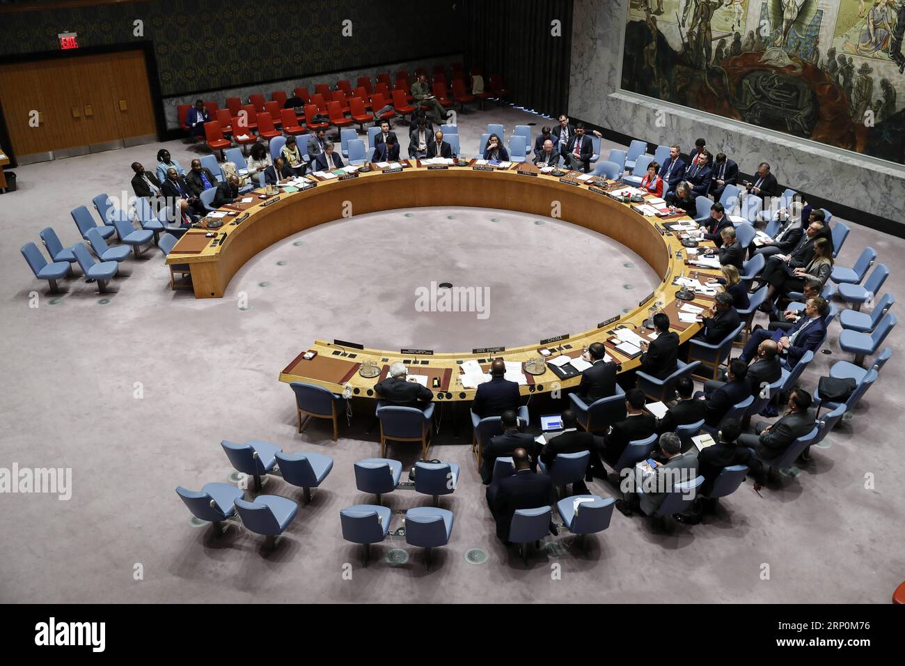 News Bilder des Tages (180519) -- UNITED NATIONS, May 19, 2018 -- Photo taken on May 17, 2018 shows the scene of the United Nations (UN) Security Council high-level open debate on upholding international law for world peace and security, at the UN headquarters in New York. While concerns about the authority and mandated duties of the UN Security Council were raised at a high-level open debate on Thursday, China threw its considerable weight behind it, one of the six UN principal organs for maintaining international peace and security. ) (sxk) UN-SECURITY COUNCIL-MEETING-INTERNATIONAL LAW LixMu Stock Photo