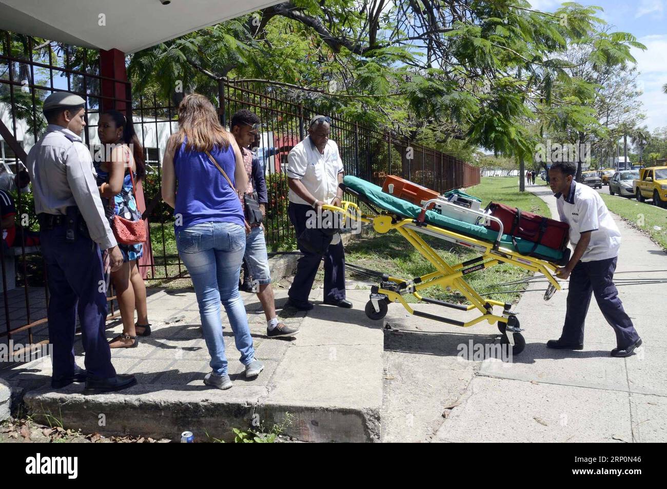 (180519) -- HAVANA, May 19, 2018 -- Relatives of the victims of the airplane crash wait at the entrance of the Institute of Legal Medicine of Havana in Havana, Cuba, on May 19, 2018. Cuba confirms here on Saturday that 110 were dead from Friday s Boeing 737 crash close to Havana s Jose Marti International Airport. ) CUBA-HAVANA-AIRPLANE-CRASH JoaquinxHernandez PUBLICATIONxNOTxINxCHN Stock Photo