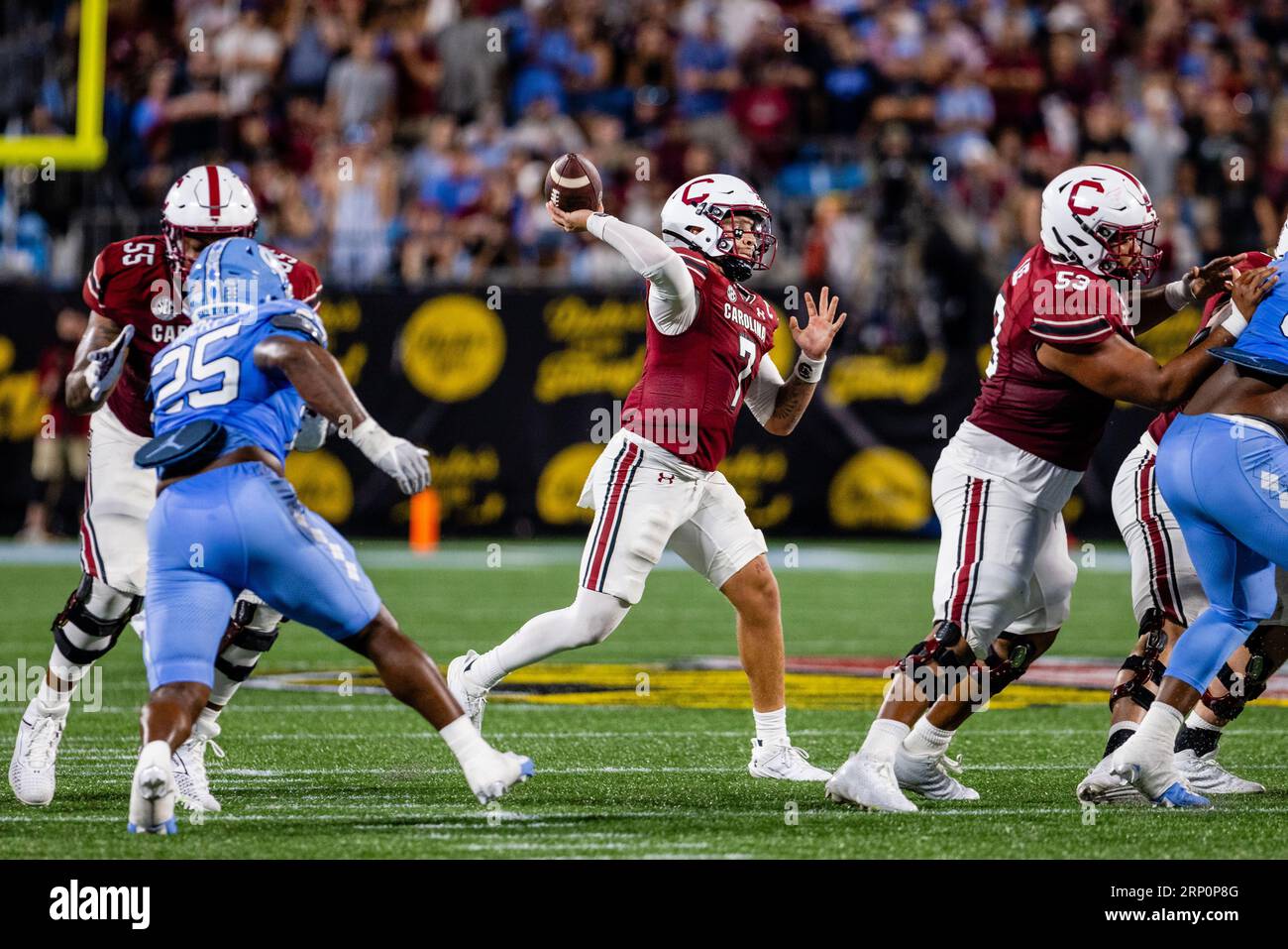 Scott Rattler Charlotte, NC, USA. 2nd Sep, 2023. South Carolina Gamecocks quarterback ...