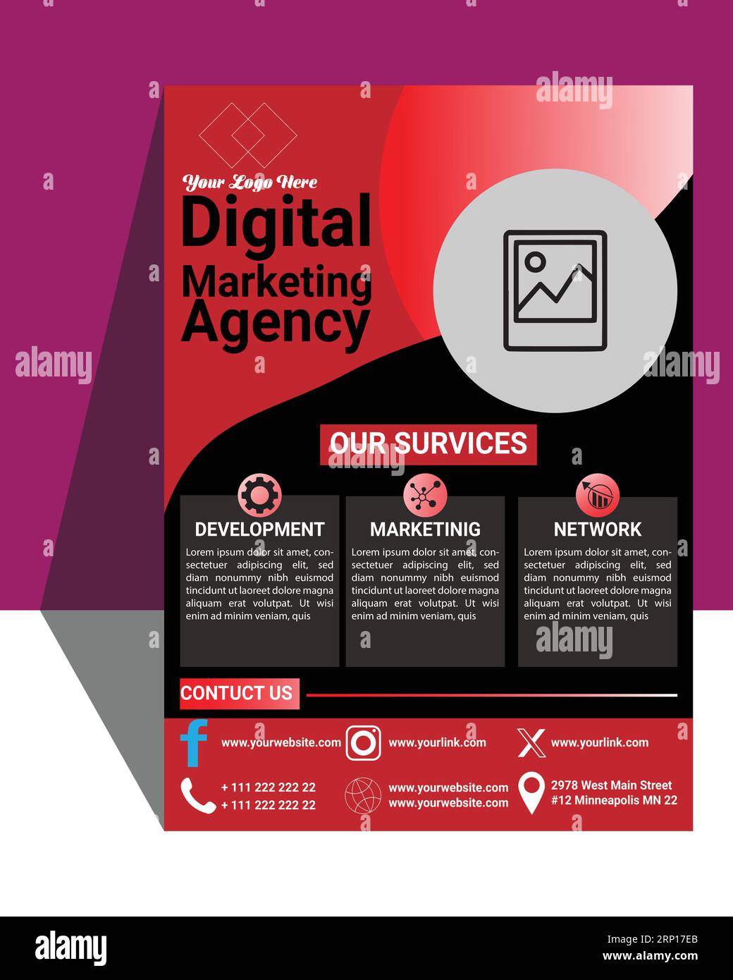 Digital Marketing Agency Flyer Design With Mockup Stock Vector