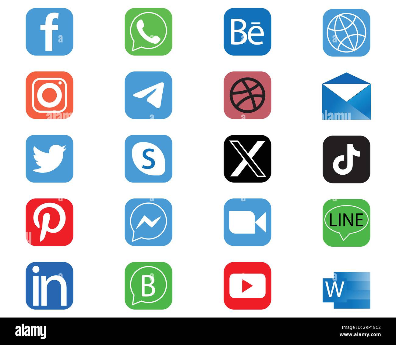Rectangle Social Media Icons Vector Design Stock Vector