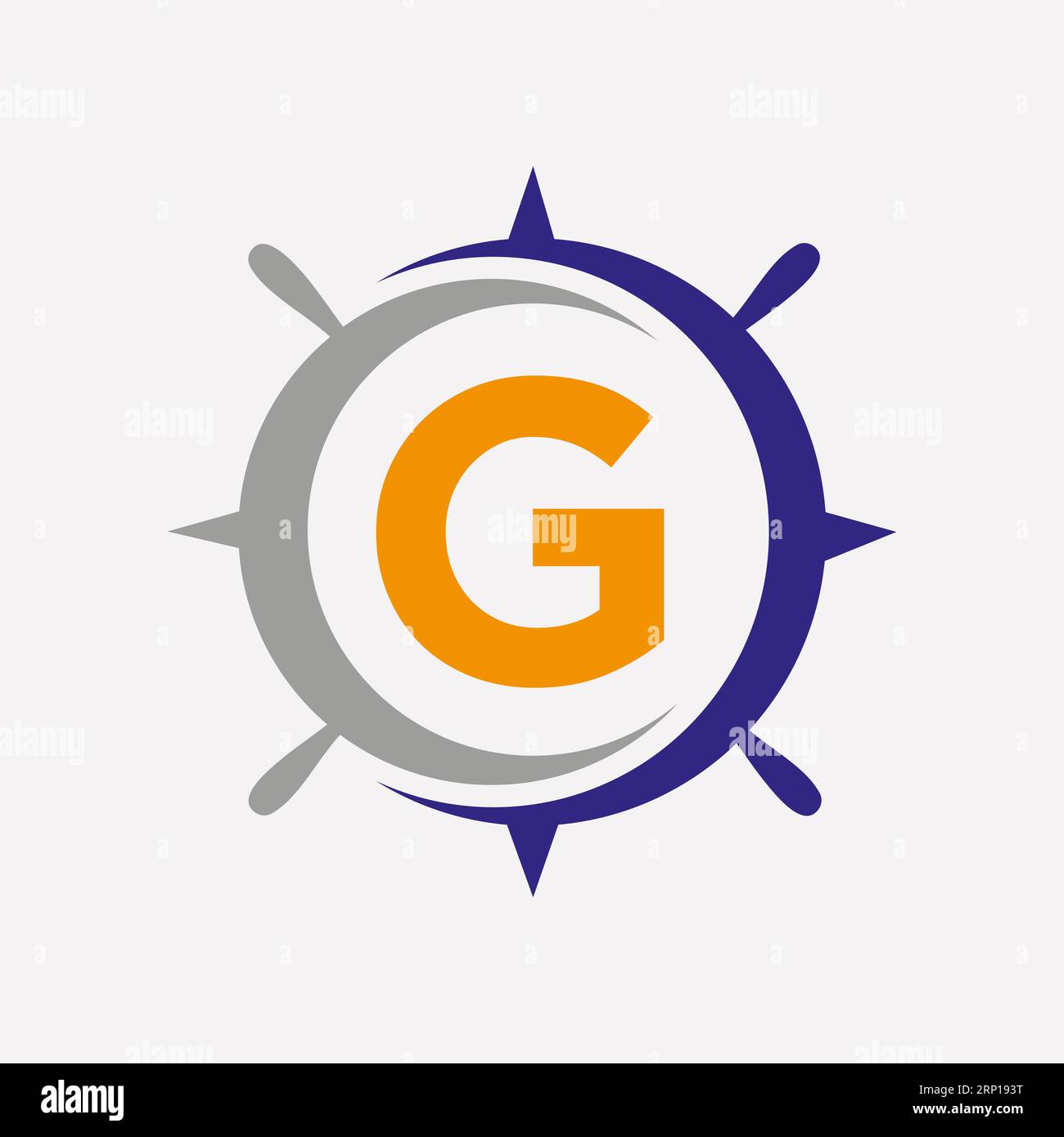 Letter G Ship Logo Concept With Ship Wheel Sign Vector Template Stock ...