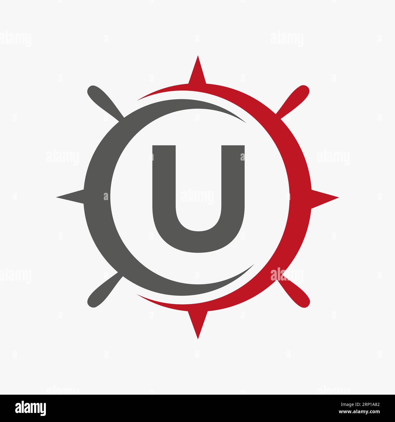 Letter U Ship Logo Concept With Ship Wheel Sign Vector Template Stock ...