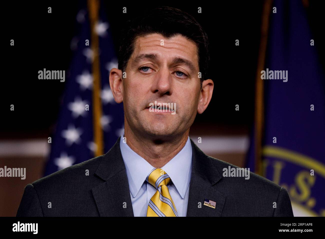 (180621) -- WASHINGTON, June 21, 2018 -- U.S. House Speaker Paul Ryan holds a press conference on the immigration bill on Capitol Hill in Washington D.C., the United States, on June 21, 2018. Republican leaders in the U.S. House of Representatives on Thursday delayed a vote on a moderate immigration bill amid chaos over the White House practice of separating families who illegally cross the U.S. border. ) U.S.-WASHINGTON D.C.-IMMIGRATION BILL-VOTE-DELAY TingxShen PUBLICATIONxNOTxINxCHN Stock Photo