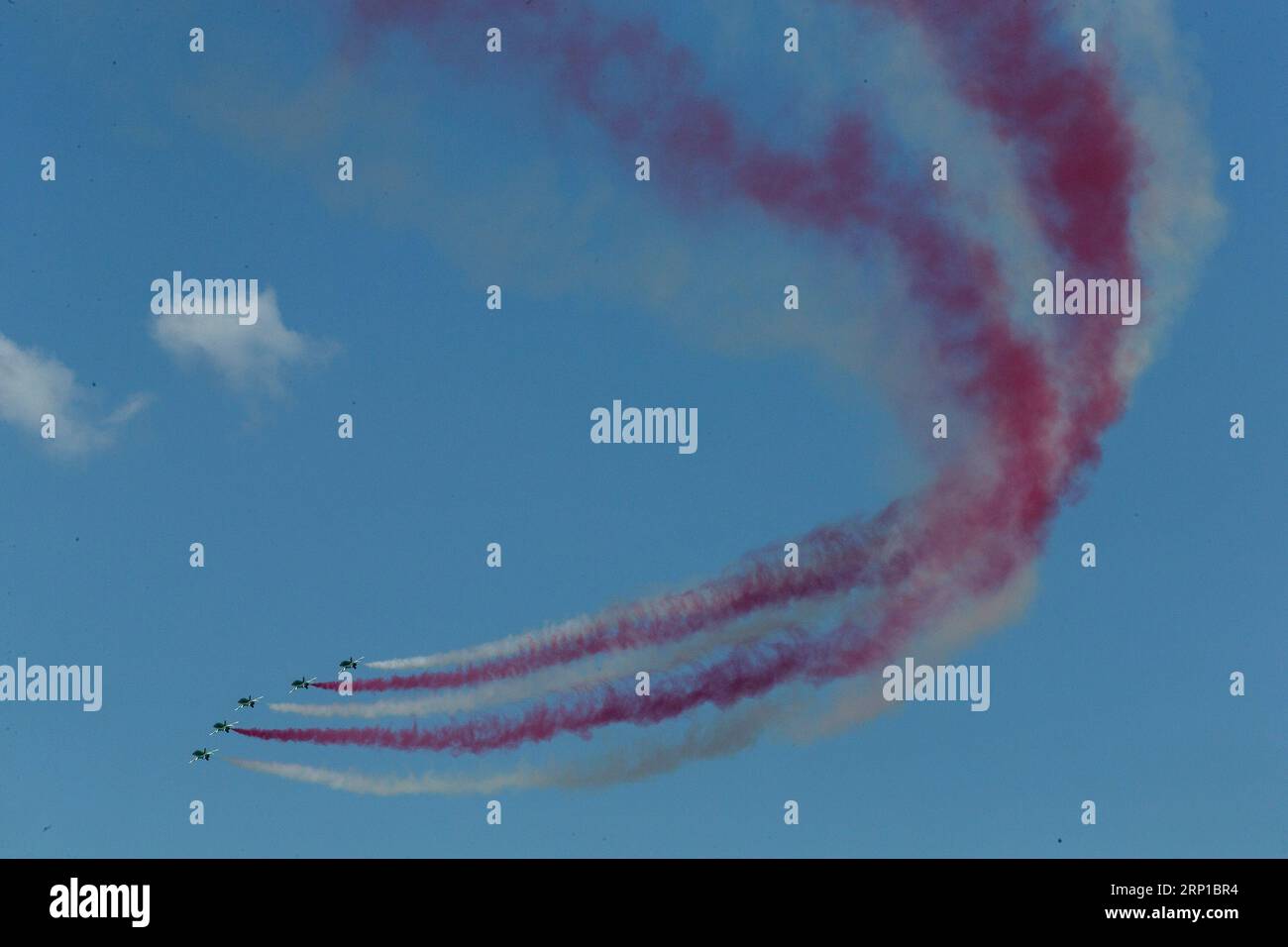 Tanagra, Athens. 2nd Sep, 2023. Aircraft from Saudi Arabia perform during an air show at the Tanagra Air Base, some 70 kilometers north of Athens, Greece on Sept. 2, 2023. Athens Flying Week 2023 was held on Sept. 2 and Sept. 3 at the Tanagra Air Base. Credit: Marios Lolos/Xinhua/Alamy Live News Stock Photo