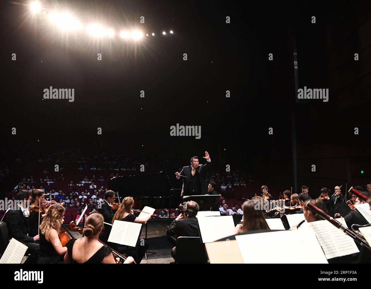 (180702) -- CHONGQING, July 2, 2018 -- Members of the Kammerorchestser Louis Spohr perform at the Chongqing Grand Theater in Chongqing, southwest China, July 1, 2018. The concert of the Kammerorchestser Louis Spohr from Germany was staged at the Chongqing Grand Theater on Sunday. )(wsw) CHINA-CHONGQING-ORCHESTRA CONCERT (CN) WangxQuanchao PUBLICATIONxNOTxINxCHN Stock Photo