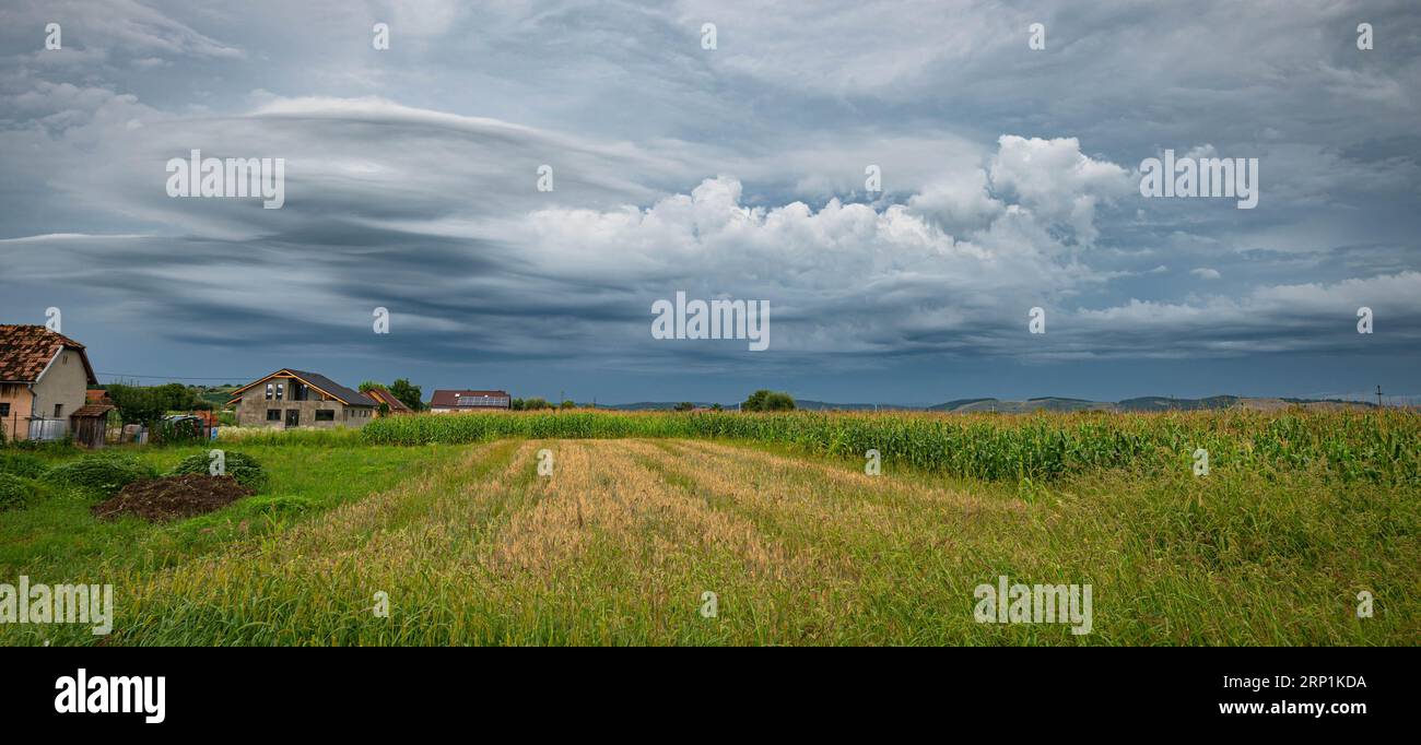Tranquil scenery of beautiful clouds at the back of a thunderstorm Stock Photo