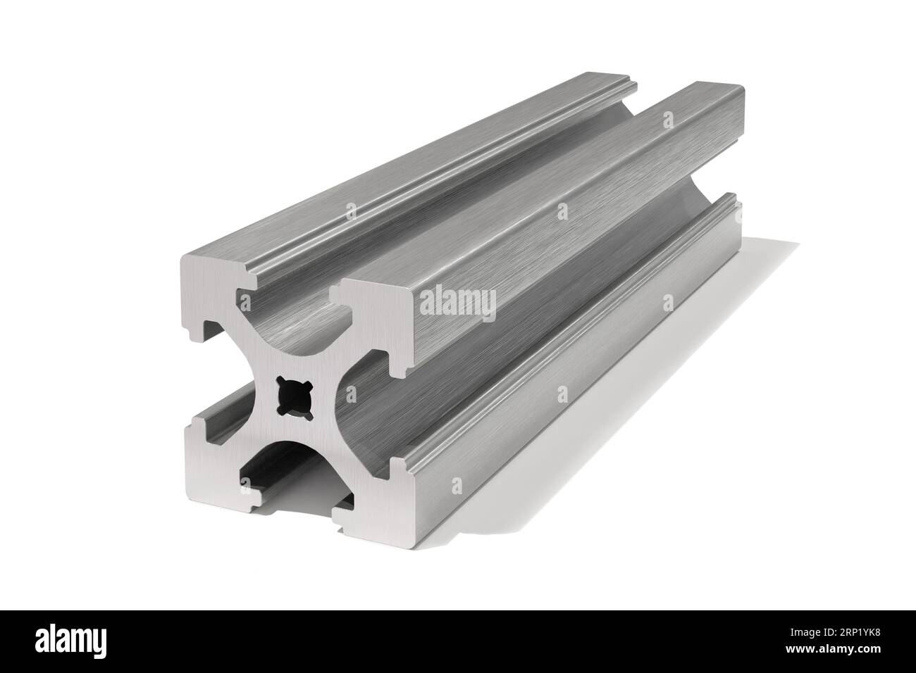 Aluminium construction profile 20x20 isolated on white background - 3d rendering Stock Photo