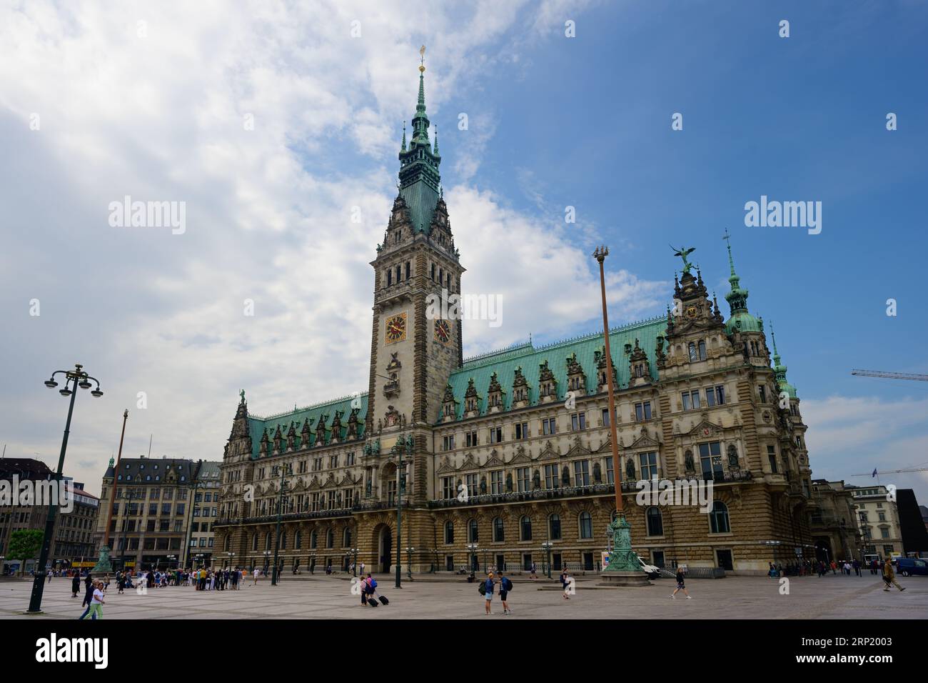 Hamburg, Germany - June 16 2023: City Hall or Hamburger Rathaus on Rathausmarkt Square. Stock Photo