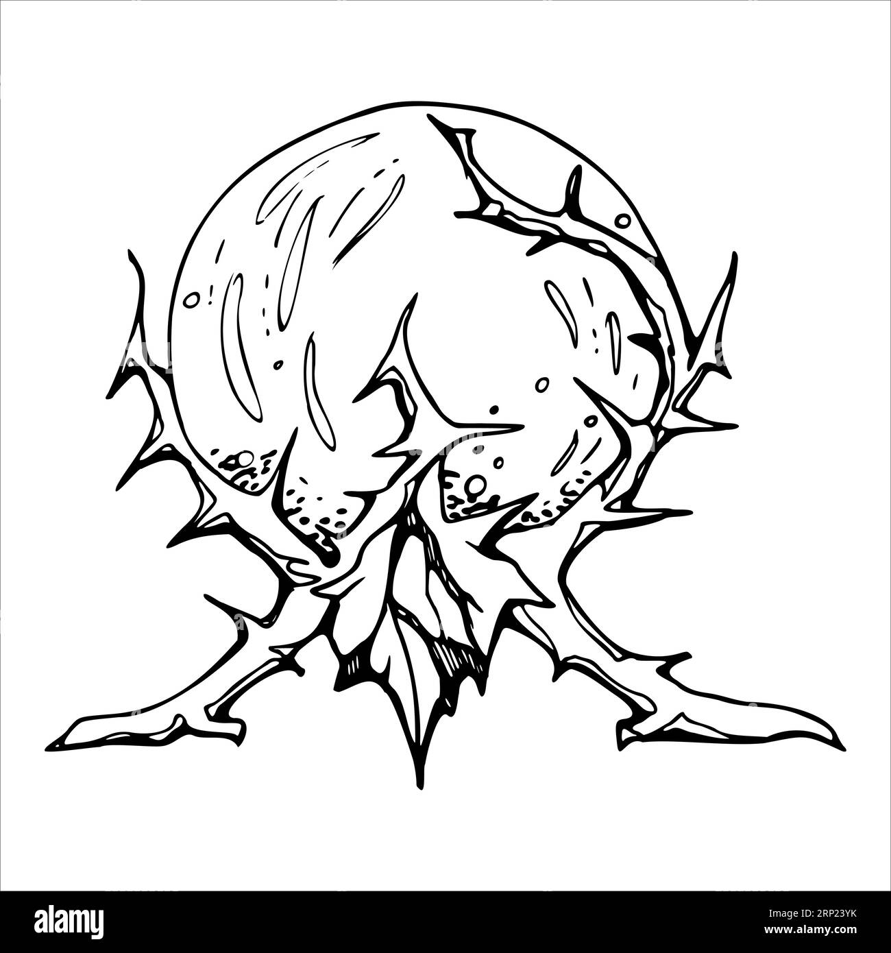 Hand drawn ink vector magic crystal ball for divination. Sketch ...