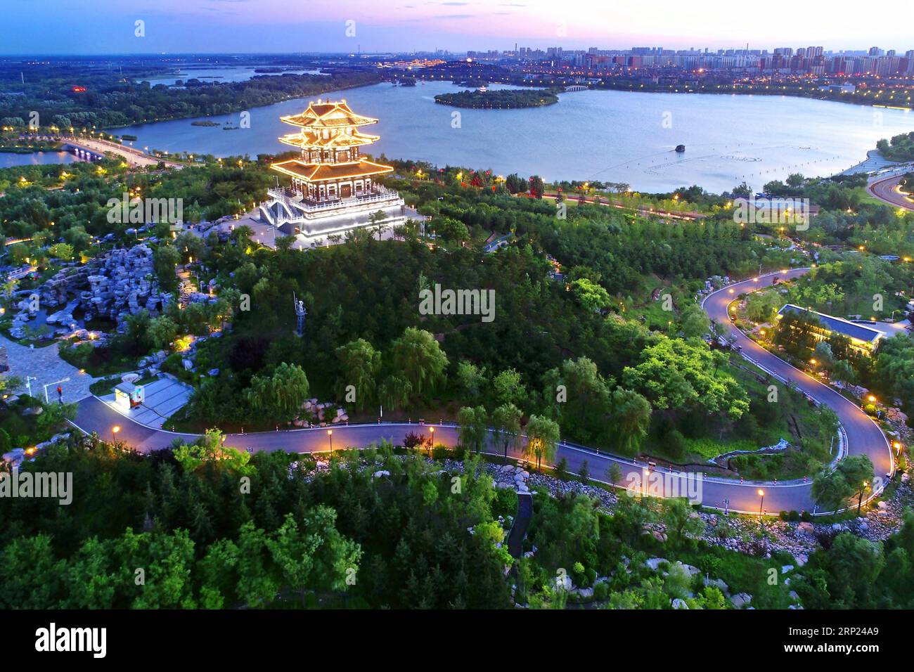 (180817) -- TANGSHAN, Aug. 17, 2018 (Xinhua) -- Photo taken on Aug. 15, 2018 shows the aerial view of the Nanhu park in Tangshan, north China s Hebei Province. In the early hours of July 28, 1976, a 7.8-magnitude earthquake struck the city in Hebei Province, killing over 242,000 people. (Xinhua/Dong Jun) CHINA-HEBEI-TANGSHAN-AERIAL VIEW (CN) PUBLICATIONxNOTxINxCHN Stock Photo