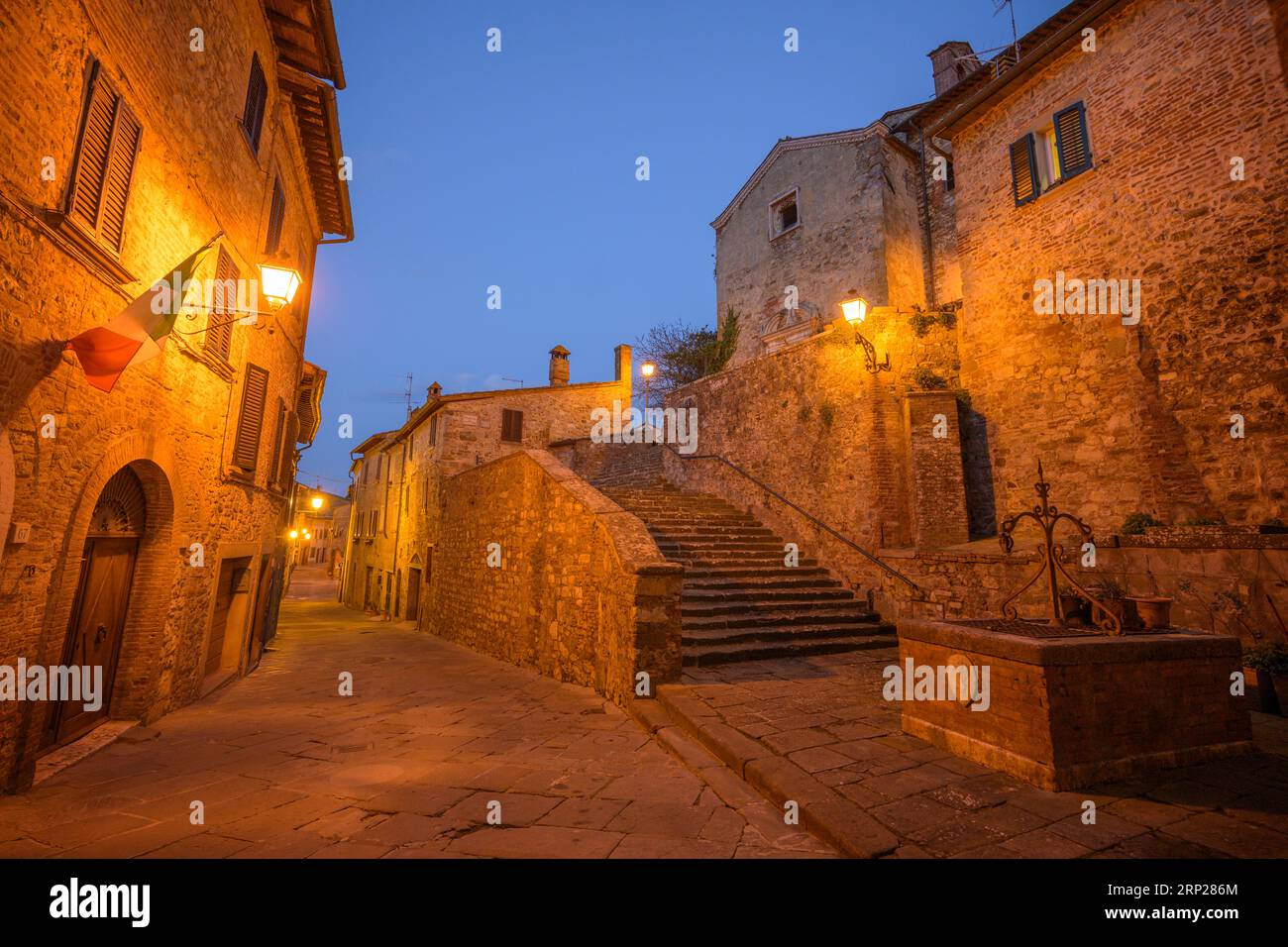 Old town in the evening Lucignano province of Arezzo Italy