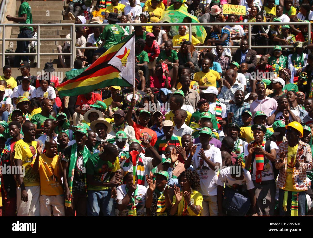 Zimbabwe Inauguration (180826) -- HARARE, Aug. 26, 2018 -- People celebrate during the ...