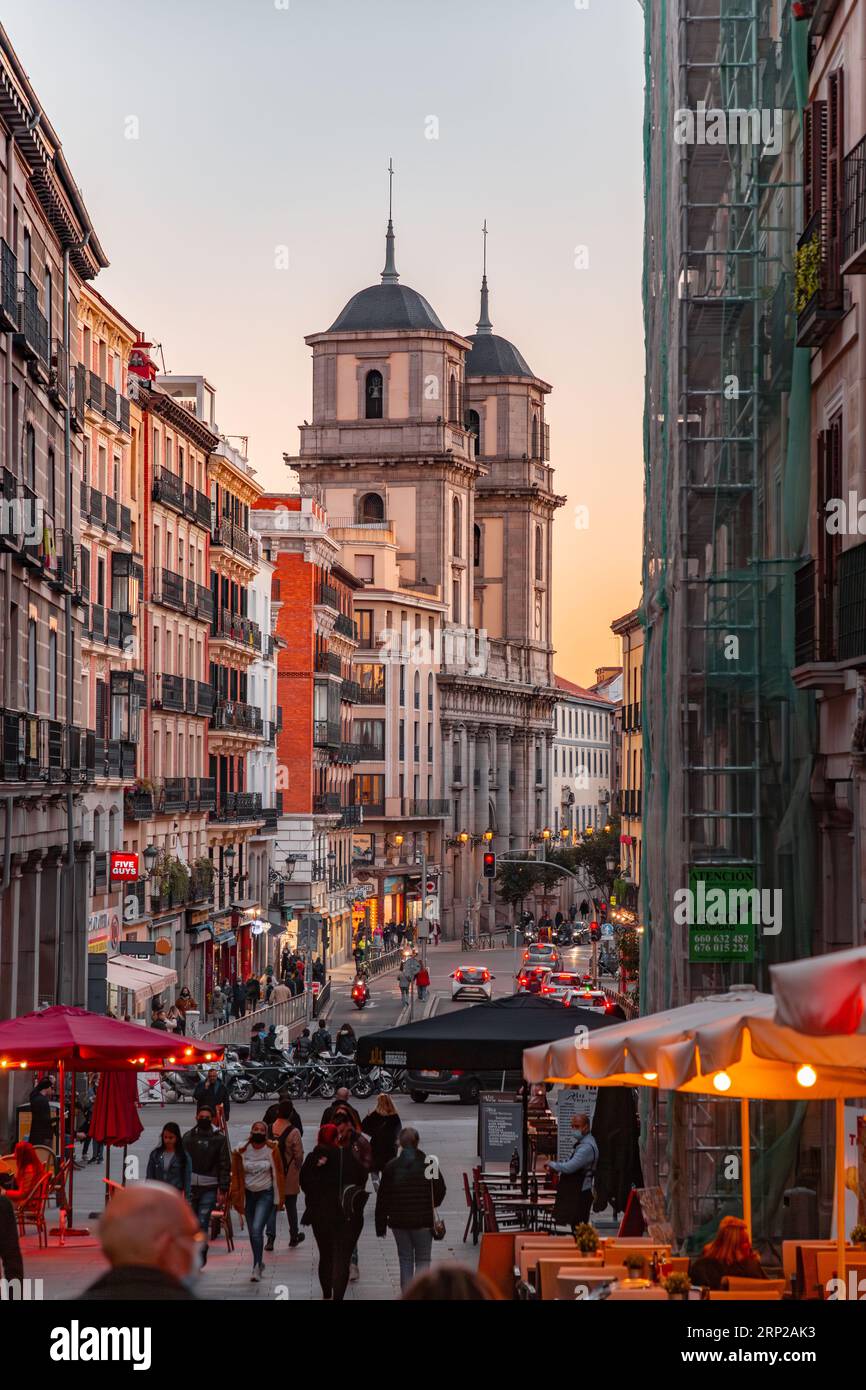 Madrid, Spain - FEB 17, 2022: Collegiate Church of San Isidro is a Catholic church in the historic center of Madrid, hosting the seat of Hermandad del Stock Photo