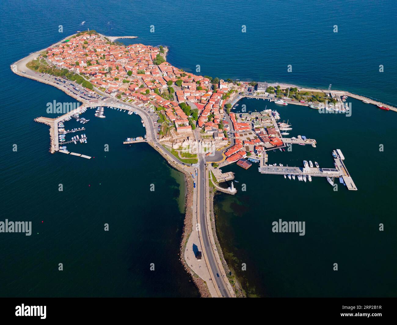 Aerial view, Old Town, Black Sea, Nesebar, Nessebar, Burgas, Bulgaria ...