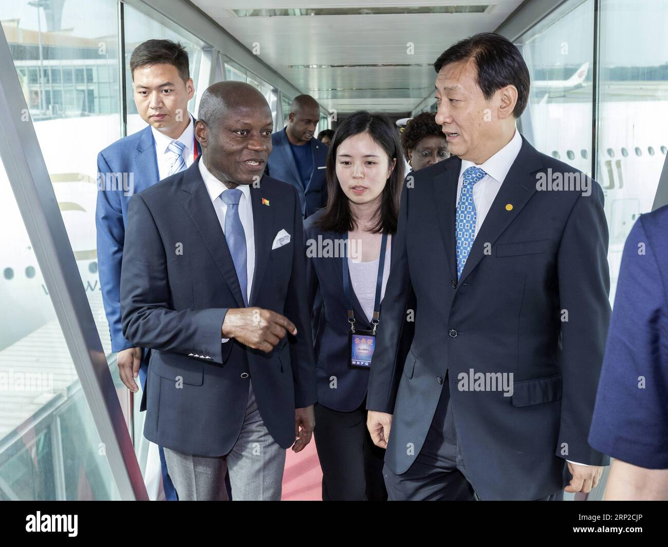 (180830) -- BEIJING, Aug. 30, 2018 -- President of Guinea-Bissau Jose Mario Vaz (L, front) arrives in Beijing, capital of China, Aug. 30, 2018, to attend the Beijing Summit of the Forum on China-Africa Cooperation (FOCAC). )(mcg) CHINA-BEIJING-GUINEA-BISSAU-PRESIDENT-ARRIVAL (CN) ShenxBohan PUBLICATIONxNOTxINxCHN Stock Photo