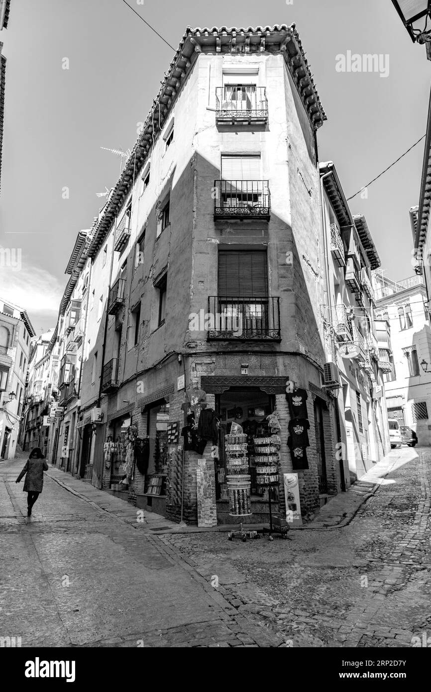 Toledo, SpainFEB 17, 2022 Typical architecture and street view in Toledo, Castilla La Mancha