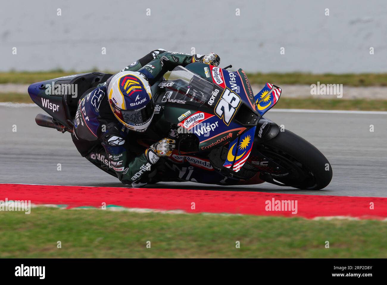 Barcelona, Spain. 2nd Sep, 2023. Raul Fernandez from Spain of CryptoDATA  RNF MotoGP Team with Aprilia during the motoGP Sprint race of MotoGP Gran  Premi Energi Monster de Catalunya at Circuit de
