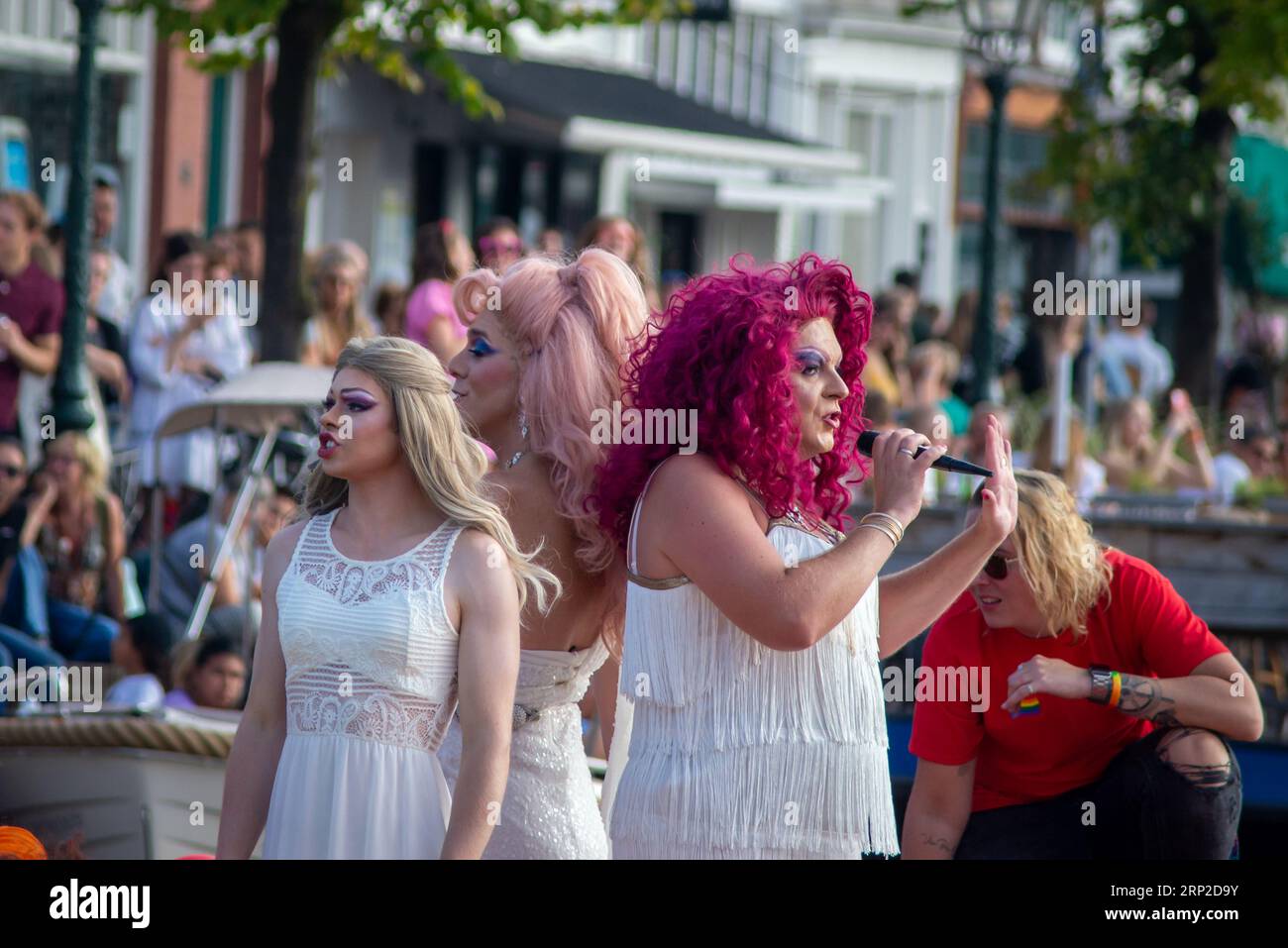 Colorful gondolas in Leiden's canals