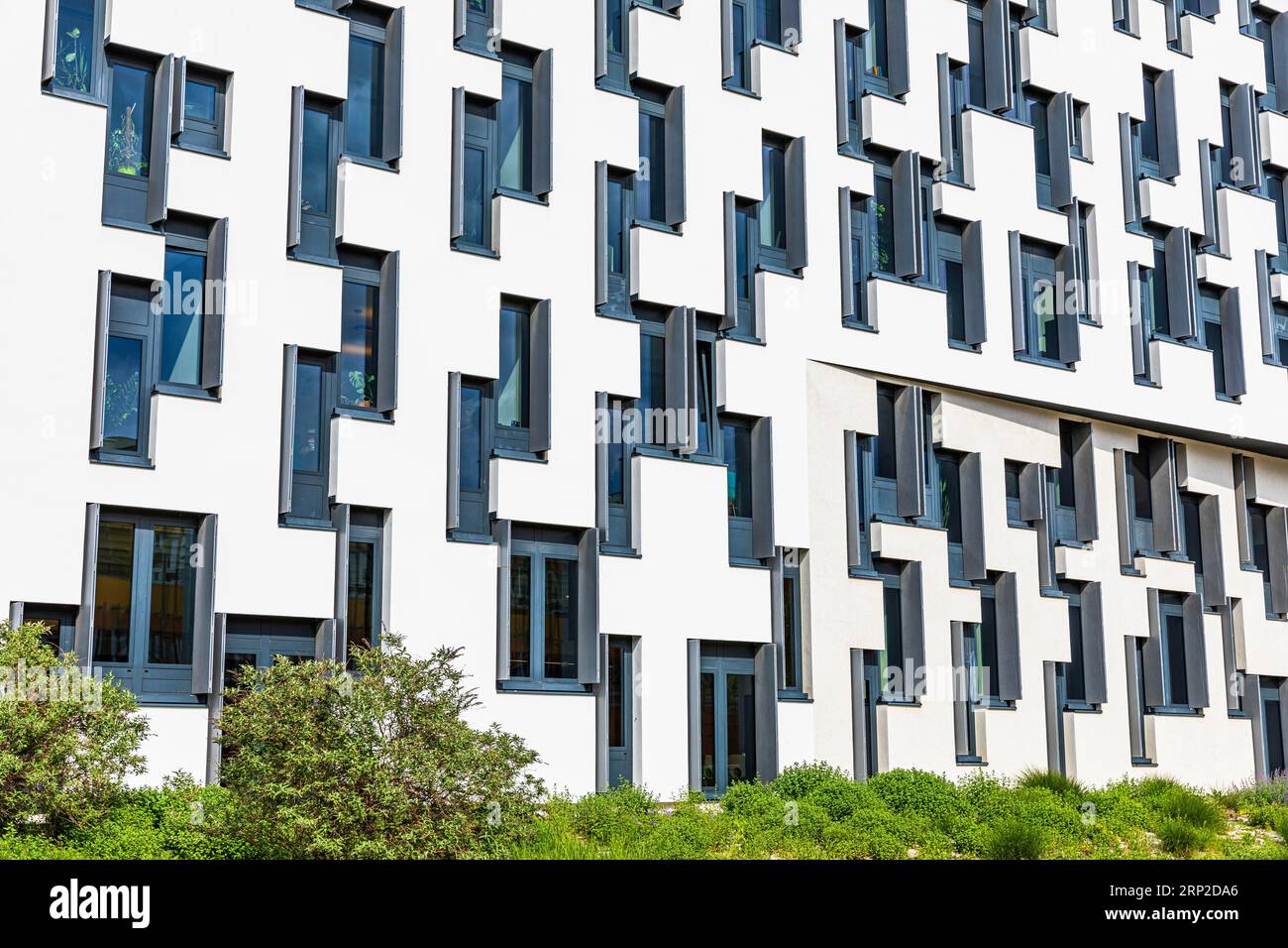 Black and white facade of a modern building of the University of