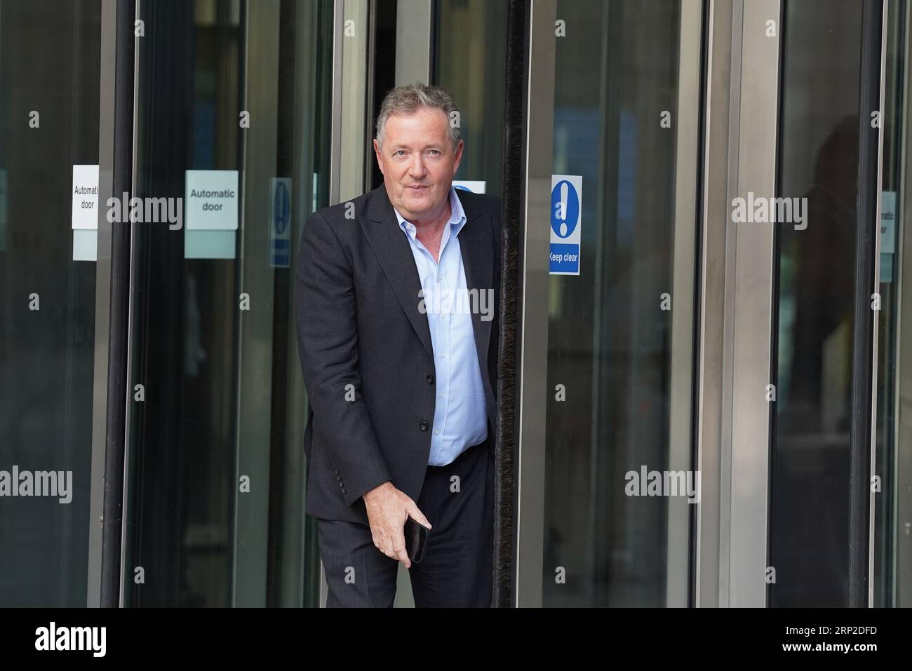 Piers leaves BBC Broadcasting House in London, after appearing on the BBC One current