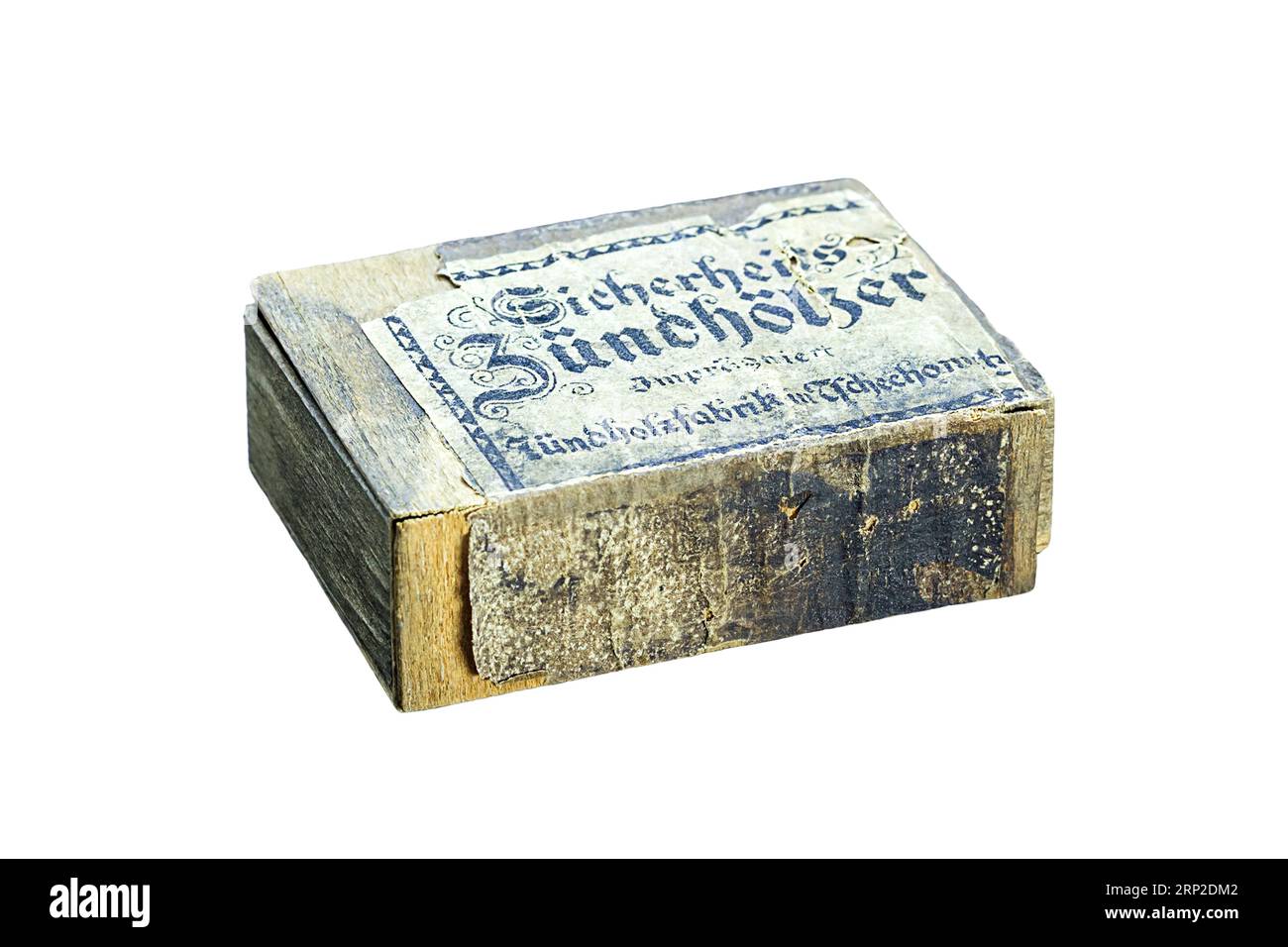 Old german matchbox, circa 1942, Czechowice, Poland. Isolated on white ...