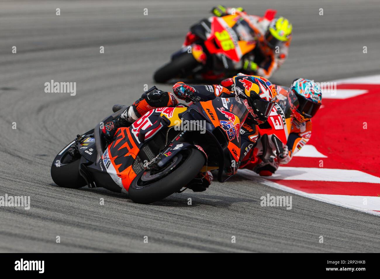 Barcelona, Spain. 2nd Sep, 2023. Jack Miller from Australia of Red Bull KTM Factory Racing team with KTM during the motoGP Sprint race of MotoGP Gran Premi Energi Monster de Catalunya at Circuit de Barcelona-Catalunya in Barcelona. (Credit Image: © David Ramirez/DAX via ZUMA Press Wire) EDITORIAL USAGE ONLY! Not for Commercial USAGE! Stock Photo