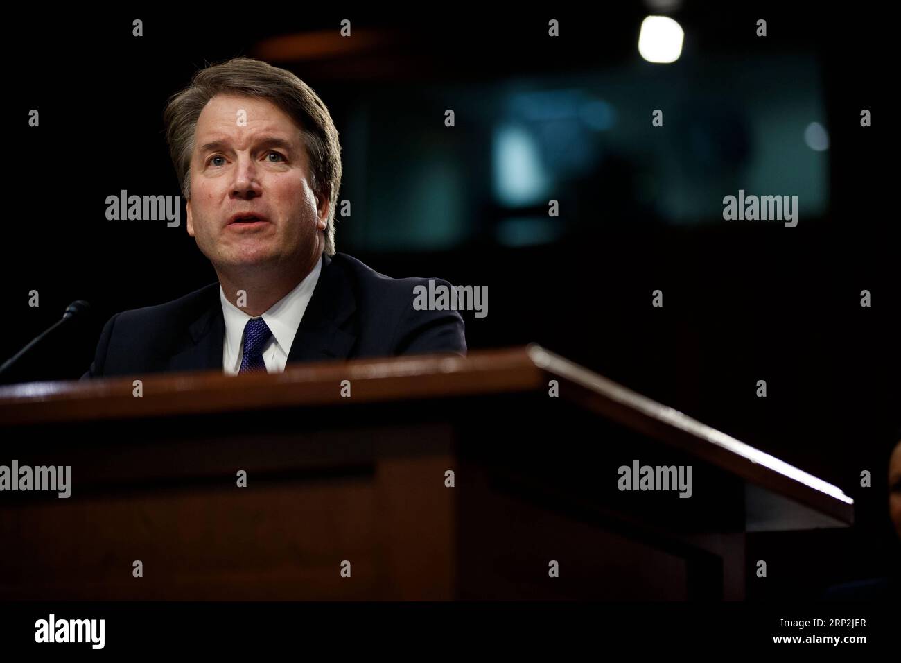 (180905) -- WASHINGTON, Sept. 5, 2018 -- U.S. Supreme Court nominee Judge Brett Kavanaugh speaks during his Senate confirmation hearing on Capitol Hill in Washington D.C., the United States, Sept. 4, 2018. The Senate confirmation hearing for Kavanaugh began Tuesday, which has descended into chaos as Democrats protested about Republicans blocking access to documents concerning the judge. ) (jmmn) U.S.-WASHINGTON D.C.-BRETT KAVANAUGH-HEARING TingxShen PUBLICATIONxNOTxINxCHN Stock Photo