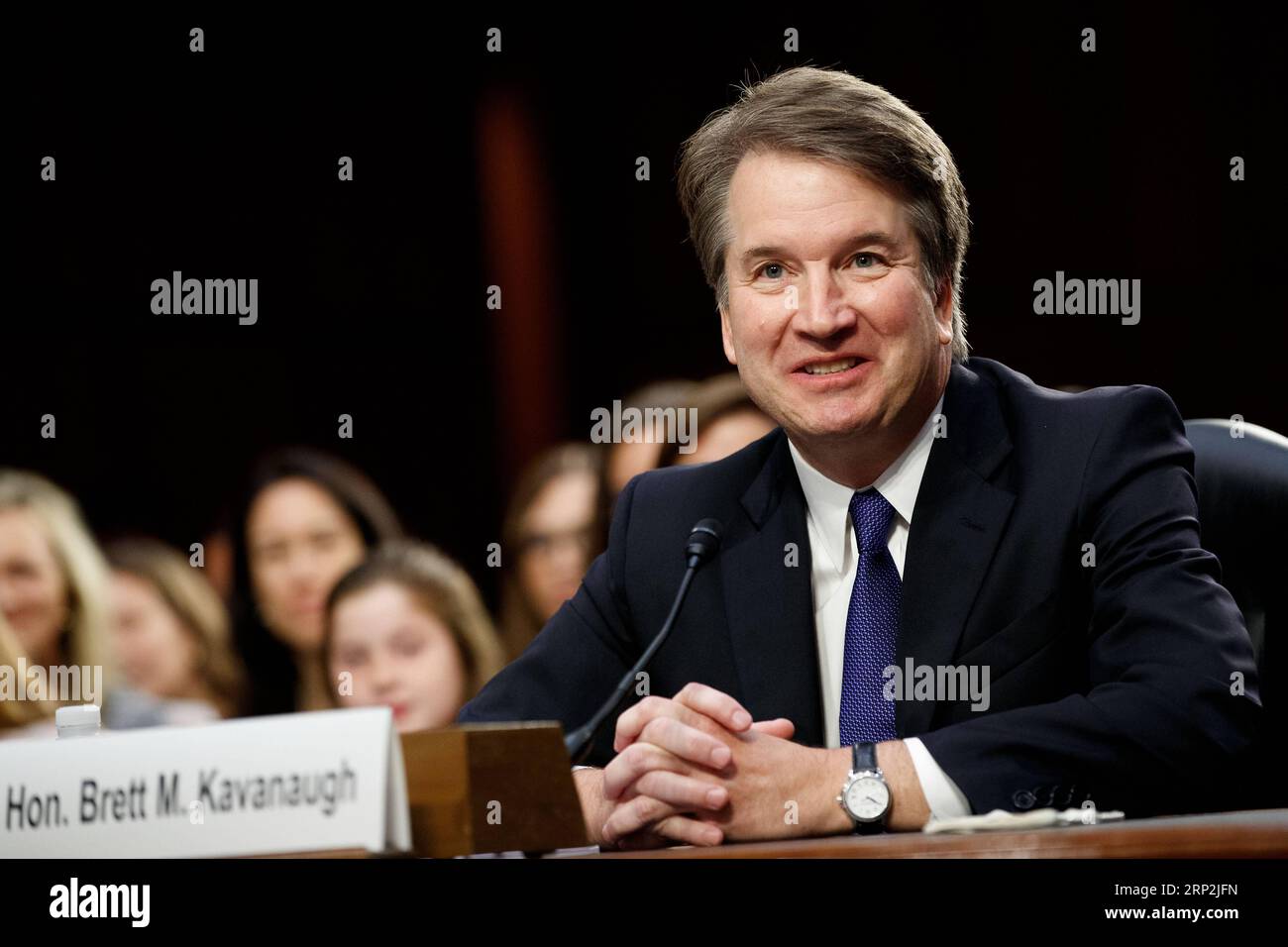 (180905) -- WASHINGTON, Sept. 5, 2018 -- U.S. Supreme Court nominee Judge Brett Kavanaugh speaks during his Senate confirmation hearing on Capitol Hill in Washington D.C., the United States, Sept. 4, 2018. The Senate confirmation hearing for Kavanaugh began Tuesday, which has descended into chaos as Democrats protested about Republicans blocking access to documents concerning the judge. ) (jmmn) U.S.-WASHINGTON D.C.-BRETT KAVANAUGH-HEARING TingxShen PUBLICATIONxNOTxINxCHN Stock Photo