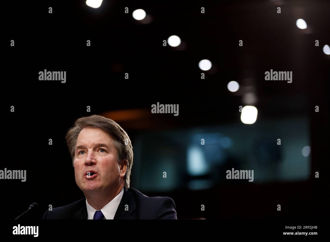 (180905) -- WASHINGTON, Sept. 5, 2018 -- U.S. Supreme Court nominee Judge Brett Kavanaugh listens during his Senate confirmation hearing on Capitol Hill in Washington D.C., the United States, Sept. 4, 2018. The Senate confirmation hearing for Kavanaugh began Tuesday, which has descended into chaos as Democrats protested about Republicans blocking access to documents concerning the judge. ) (jmmn) U.S.-WASHINGTON D.C.-BRETT KAVANAUGH-HEARING TingxShen PUBLICATIONxNOTxINxCHN Stock Photo