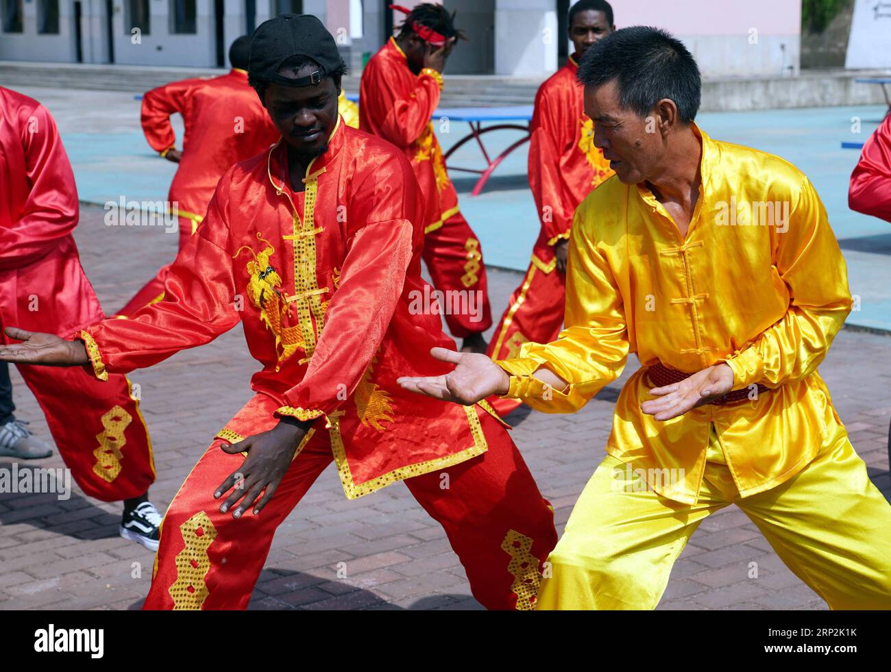 (180905) -- XINYU, Sept. 5, 2018 -- African students learn martial arts in Xinyu, east China s Jiangxi Province, Sept. 5, 2018. The Xinyu university set up courses of embroidery and martial arts for African students to learn about Chinese culture as the new semester begins. ) CHINA-JIANGXI-AFRICAN STUDENT-CHINESE CULTURE (CN) SongxZhenping PUBLICATIONxNOTxINxCHN Stock Photo