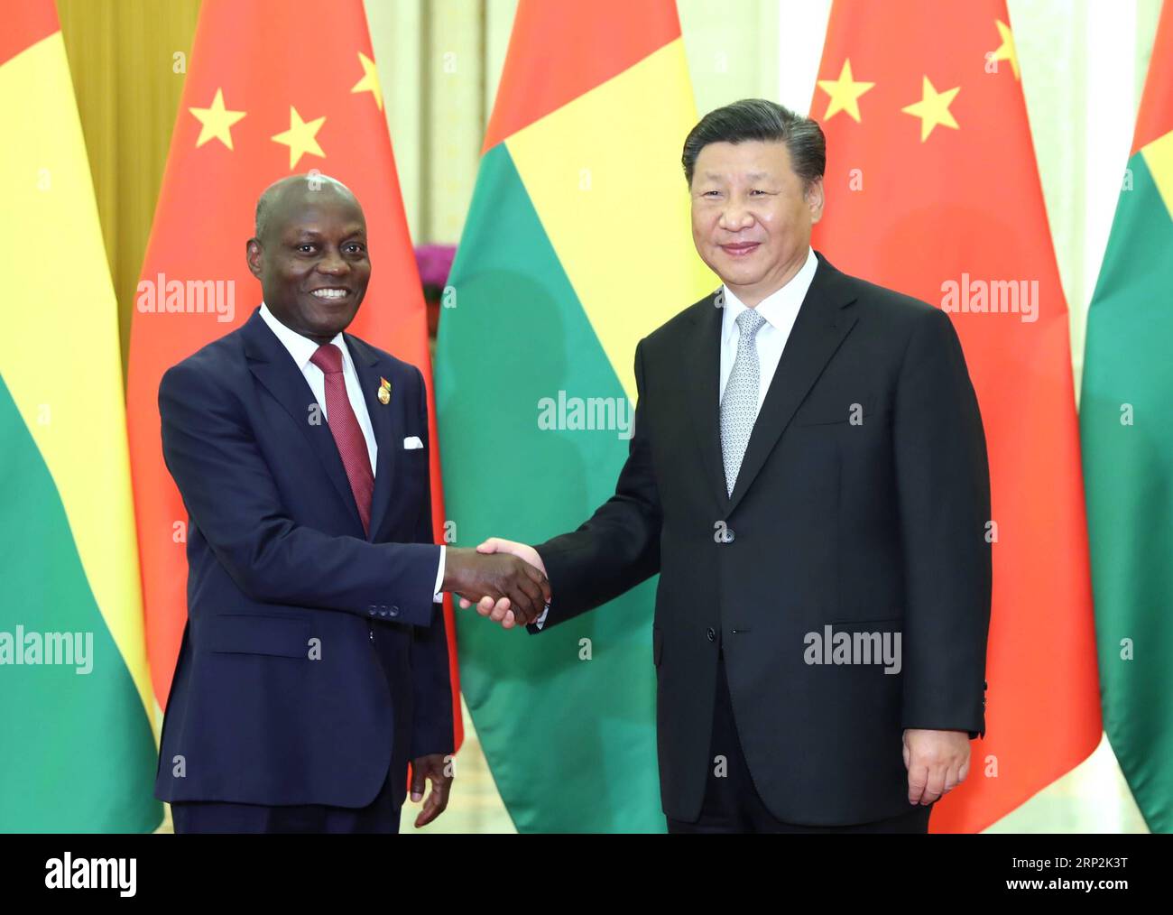 (180905) -- BEIJING, Sept. 5, 2018 -- Chinese President Xi Jinping (R) meets with Guinea-Bissau s President Jose Mario Vaz at the Great Hall of the People in Beijing, capital of China, Sept. 5, 2018. )(mcg) CHINA-BEIJING-XI JINPING-GUINEA-BISSAU S PRESIDENT-MEETING (CN) HuangxJingwen PUBLICATIONxNOTxINxCHN Stock Photo