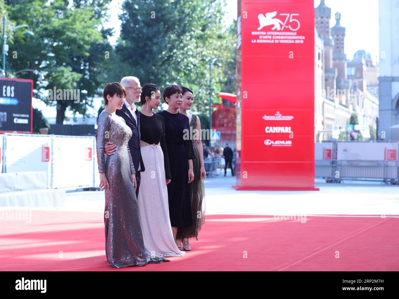 (180906) -- VENICE, Sept. 6, 2018 -- Director Yuan Qing (1st L), producer Ji Wei (2nd R) and other cast members attend the premiere of Three Adventures of Brooke during the 75th Venice International Film Festival in Venice, Italy, Sept. 6, 2018. ) ITALY-VENICE-FILM FESTIVAL-THREE ADVENTURES OF BROOKE-PREMIERE ChengxTingting PUBLICATIONxNOTxINxCHN Stock Photo