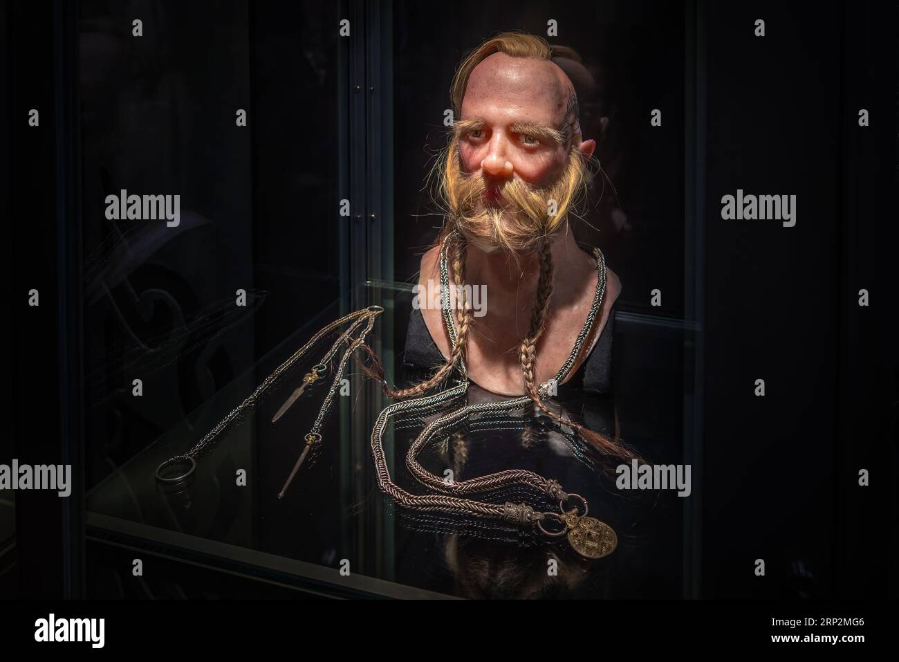 Historical Facial Reconstruction of a Viking at National Museum of Denmark - Copenhagen, Denmark Stock Photo