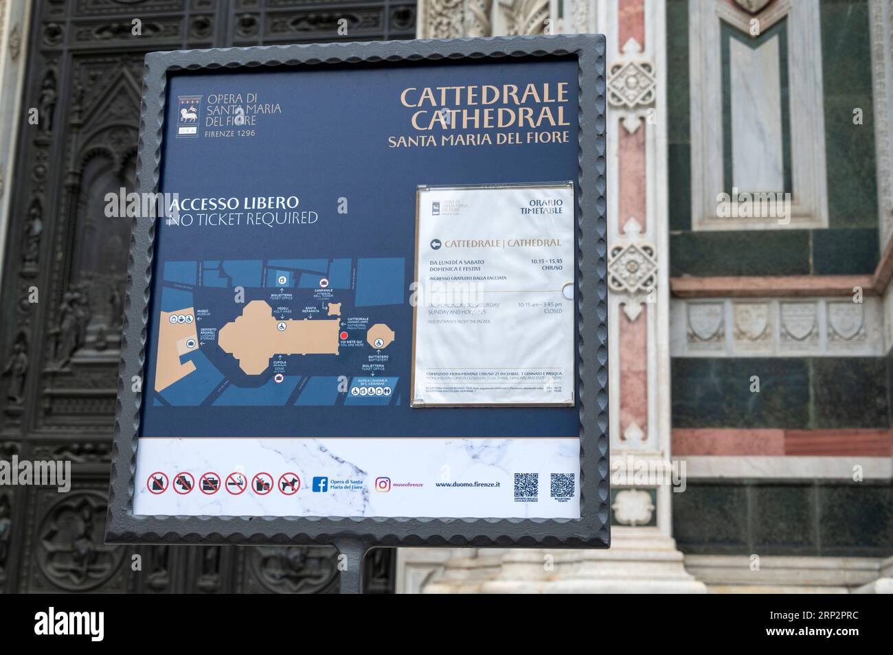 A tourist map of the Cathedral floor plan in Florence in the Tuscany region of Italy Stock Photo