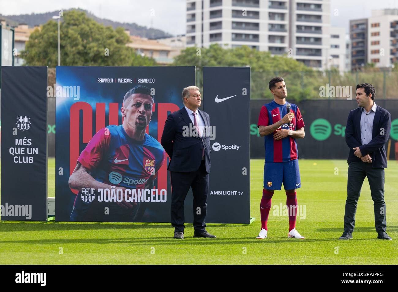 Barcelona, Spain. 02nd Sep, 2023. BARCELONA, SPAIN - SEPTEMBER 02: Joao Cancelo unveiling as new FC Barcelona player at Ciutat Esportiva Joan Gamper on September 02, 2023 in Barcelona, Spain Credit: DAX Images/Alamy Live News Stock Photo