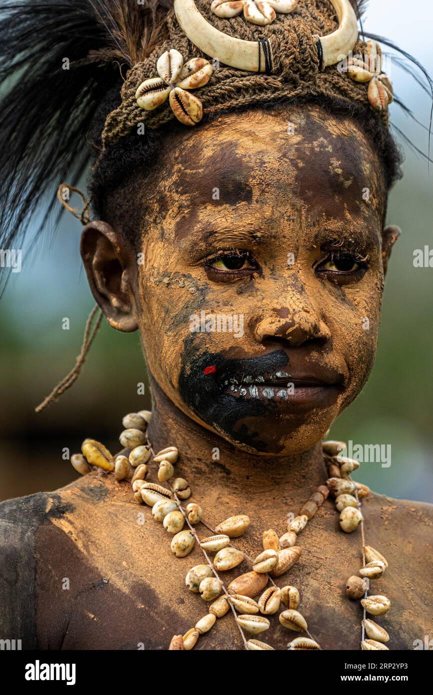Child in war paint, Crocodile Festival, Wewak District, Papua New
