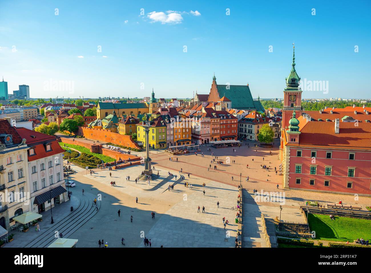 Aerial view of the old town in Warsaw Stock Photo